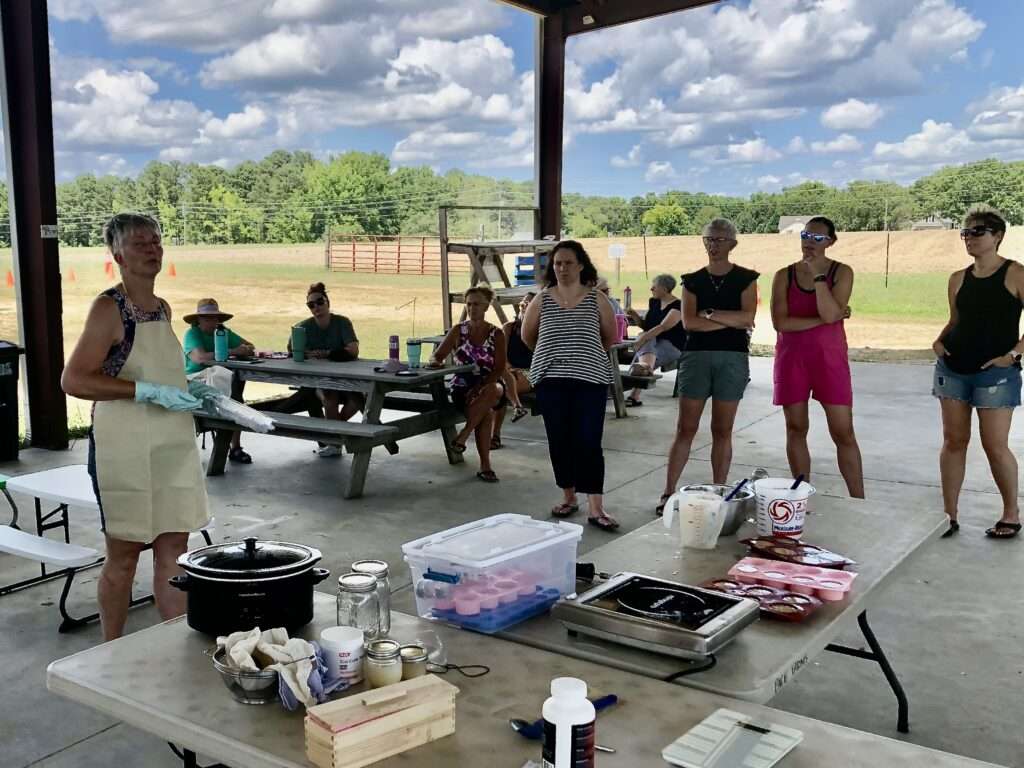 Evelyn Wool leads a soap making workshop