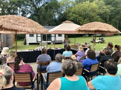 Audience at a soap making workshop on The Wool Family Farm.