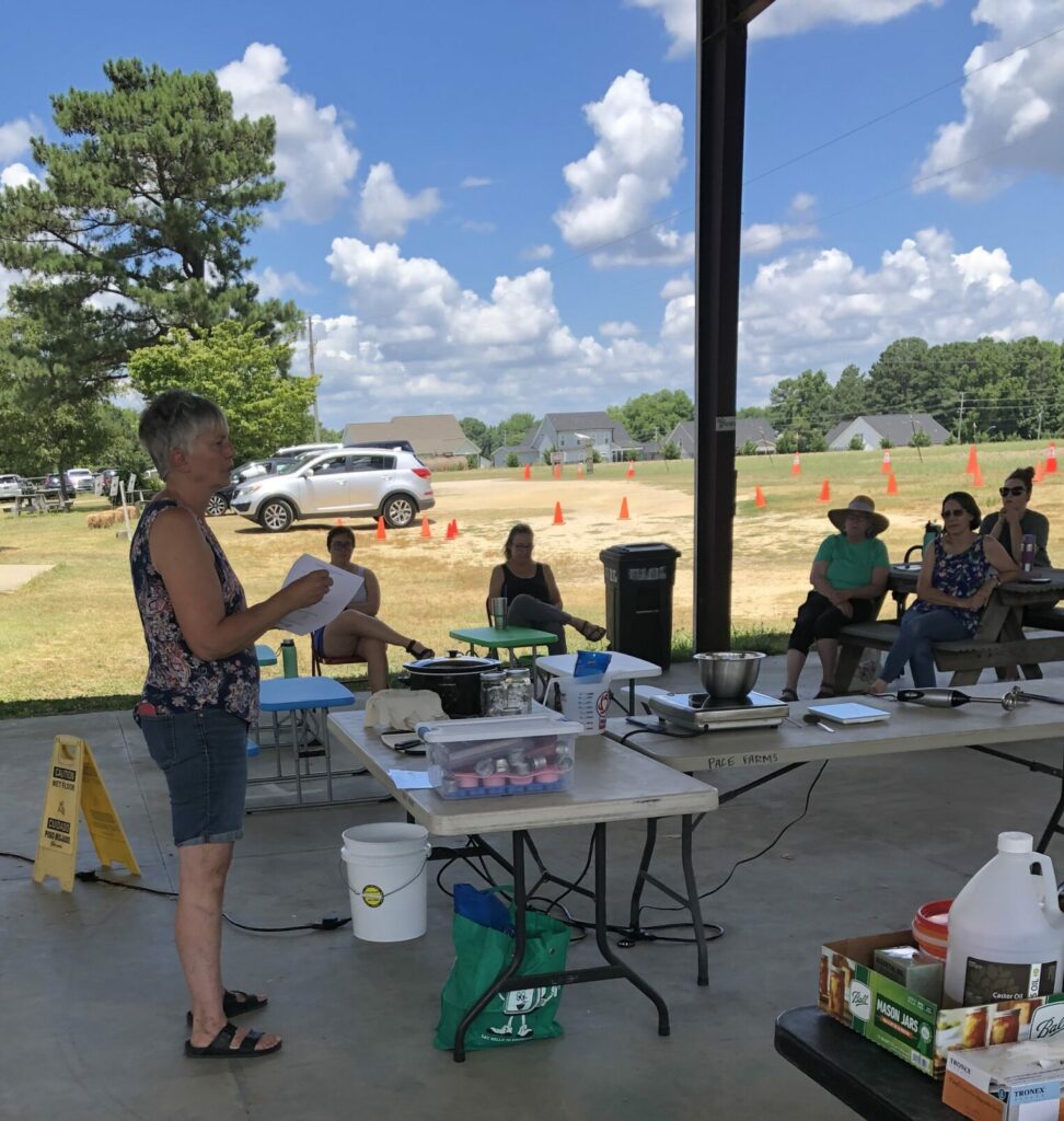 Image of Evelyn leading soapmaking workshop at Pace Family Farms