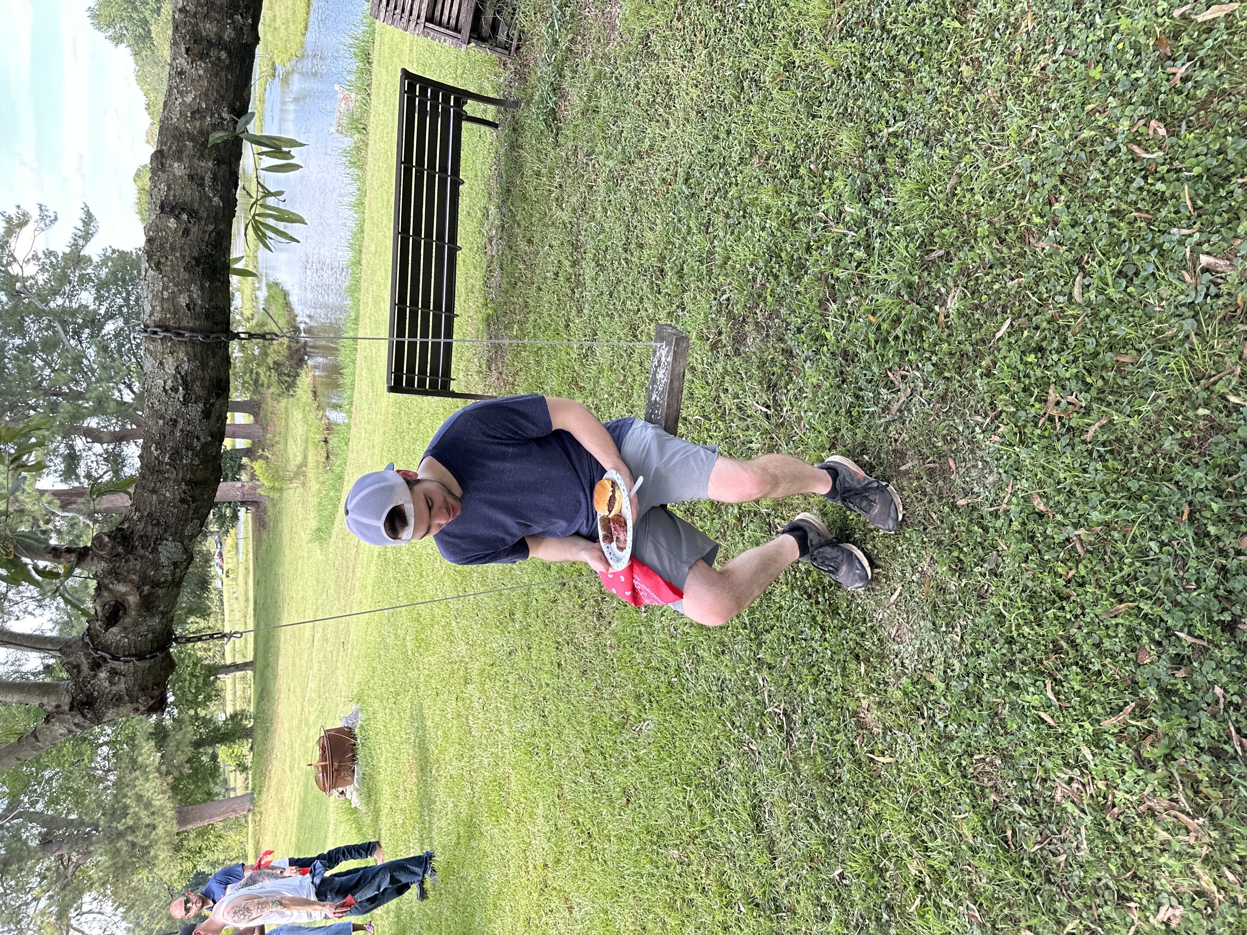 A team member on a swing